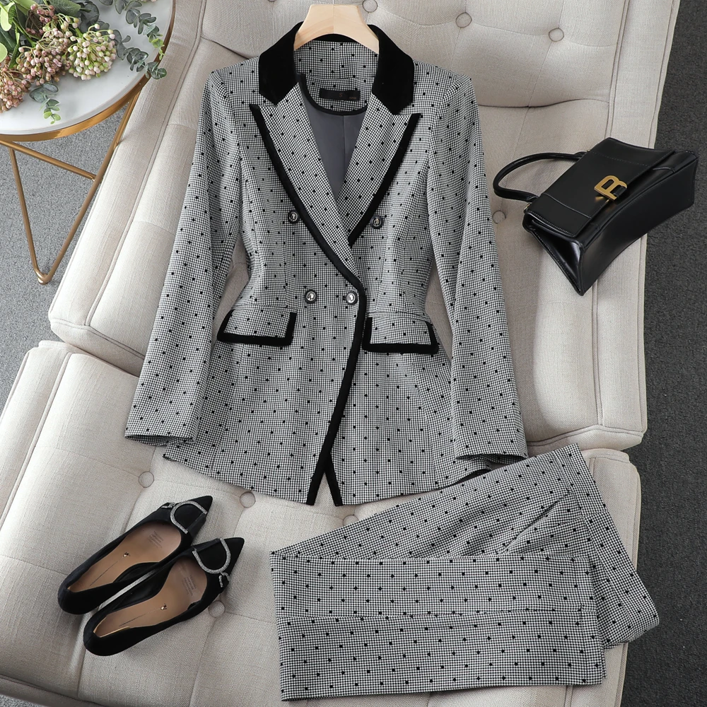 Korean Formal Blazer for Women, Business Suits, Autumn and Winter Work Wear, Jackets and Pants, Quality Office Uniform 2-Piece