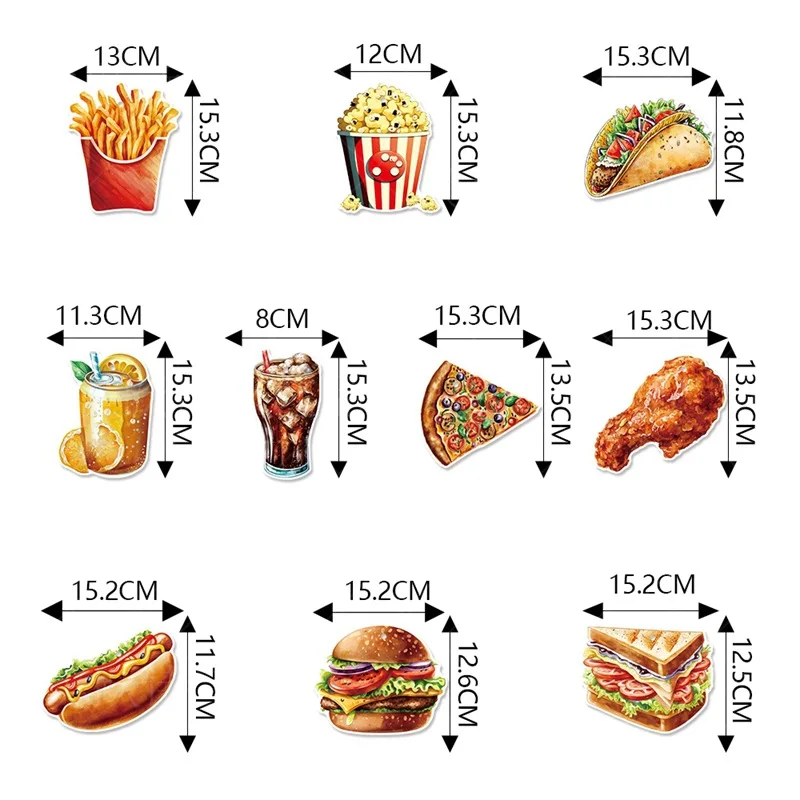 10pcs Fast Food Theme Birthday Spiral Hangings,Coke Chicken Legs Fries Burger Pizza Spiral Pendant