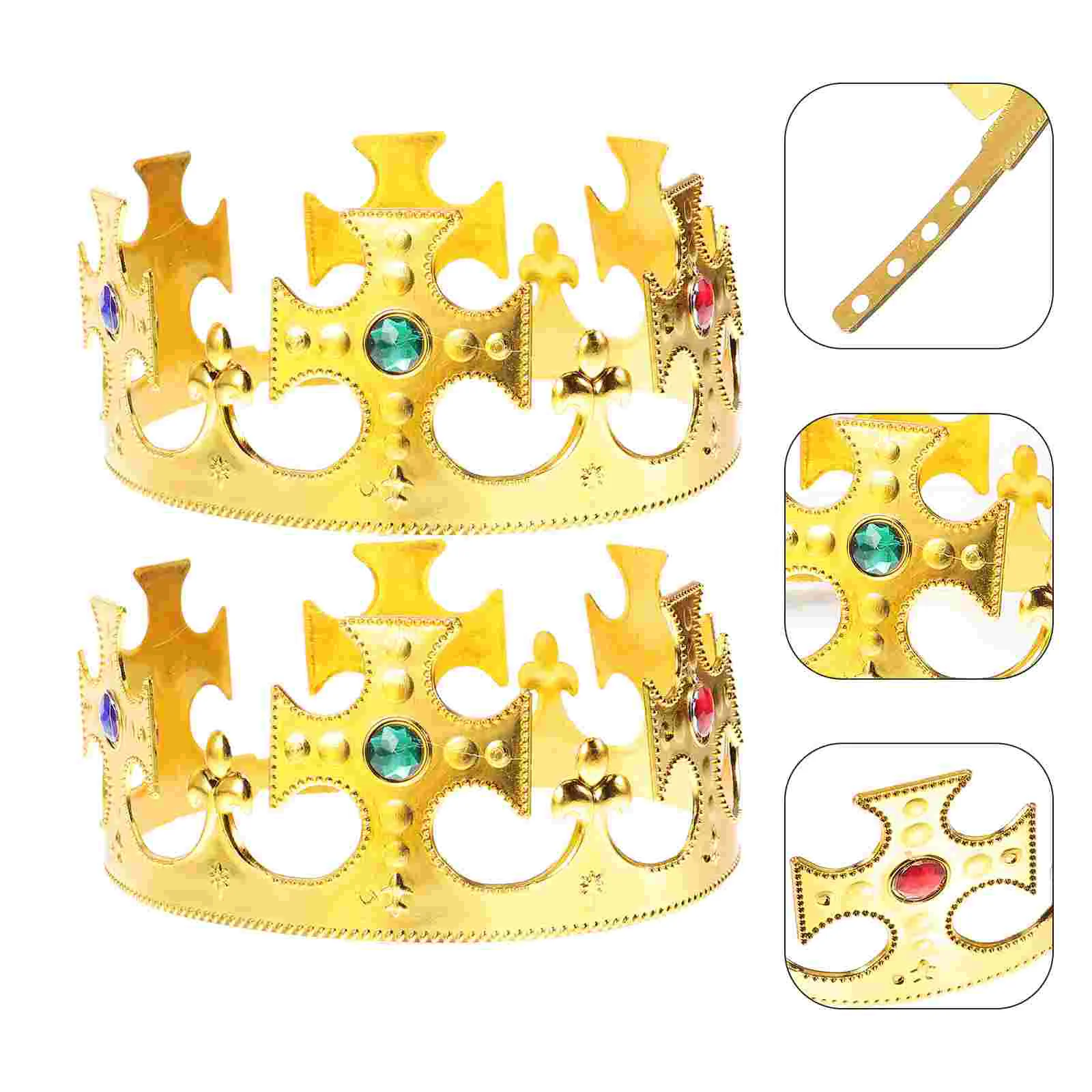 2 Pcs Halloween Costumes Party Prop Golden King Crown Cross Royal Medieval Make up Queen Man