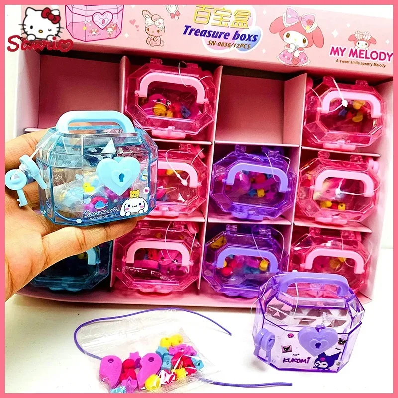 criativo dos desenhos animados sanrio com lock box treasure chest eraser faca voce mesmo mini eraser papelaria suprimentos para estudantes atacado 01