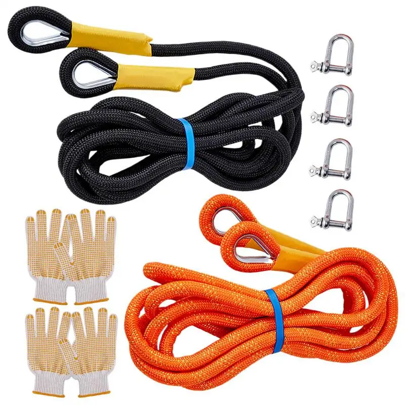 3/5M Car Tow Cable Heavy Duty Rescue Rope Towing Rope With Protective Mittens Strap Hooks Van Road Recovery Car Accessories