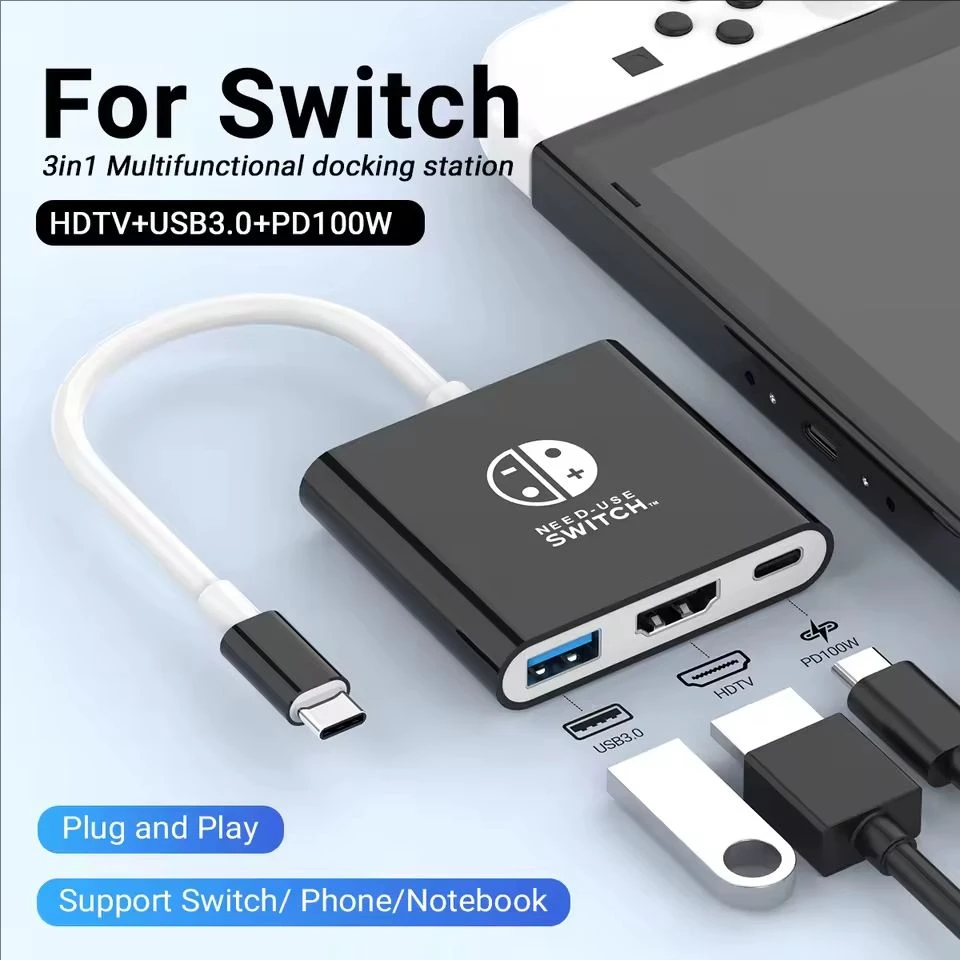 Base de Conexión Portátil 4K30HZ Switch1, Adaptador Hub HDMI USB 3.0, Divisor USB C, Estación de Conexión a TV para Nintendo, Laptops, PC, iPad Air Pro