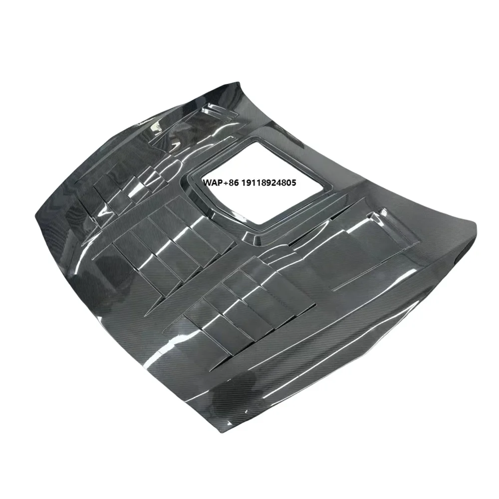 3K Real Dry Carbon Fiber Transparent Glass Car Front Bonnet Engine Hood Cover for GTR R35