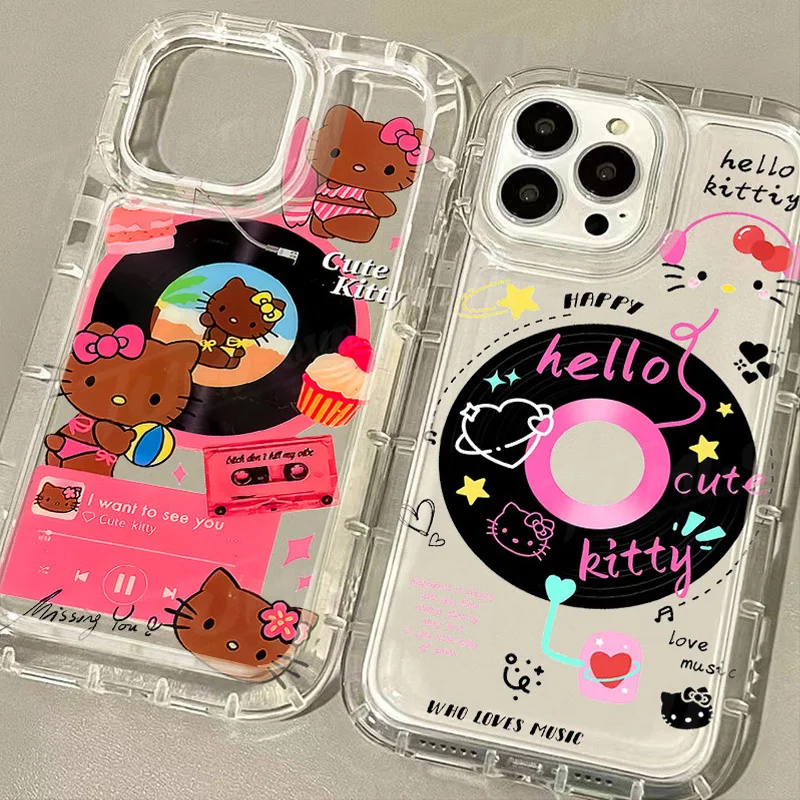 Sanrio Hello Kitty Record Clear Case for Samsung Galaxy S10 S20 S20 S21 S21 S22 S23 S24 S25 FE Ultra Plus 5G Shockproof Cover