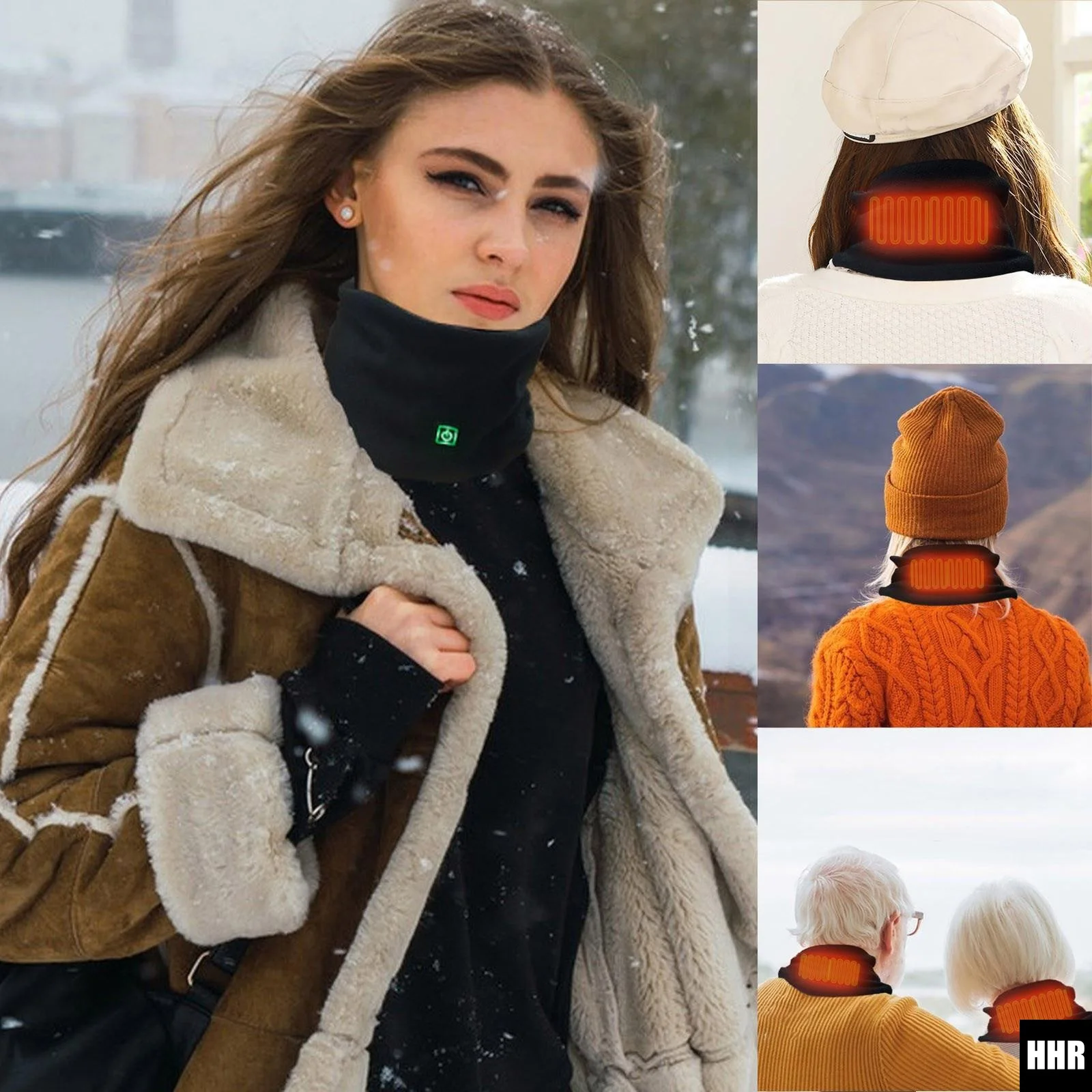 Unisex Heated Scarf Neck Warmer for Men Women, Three-Speed Intelligent Temp Control Heating Scarf for Fishing Winter Outdoor Use