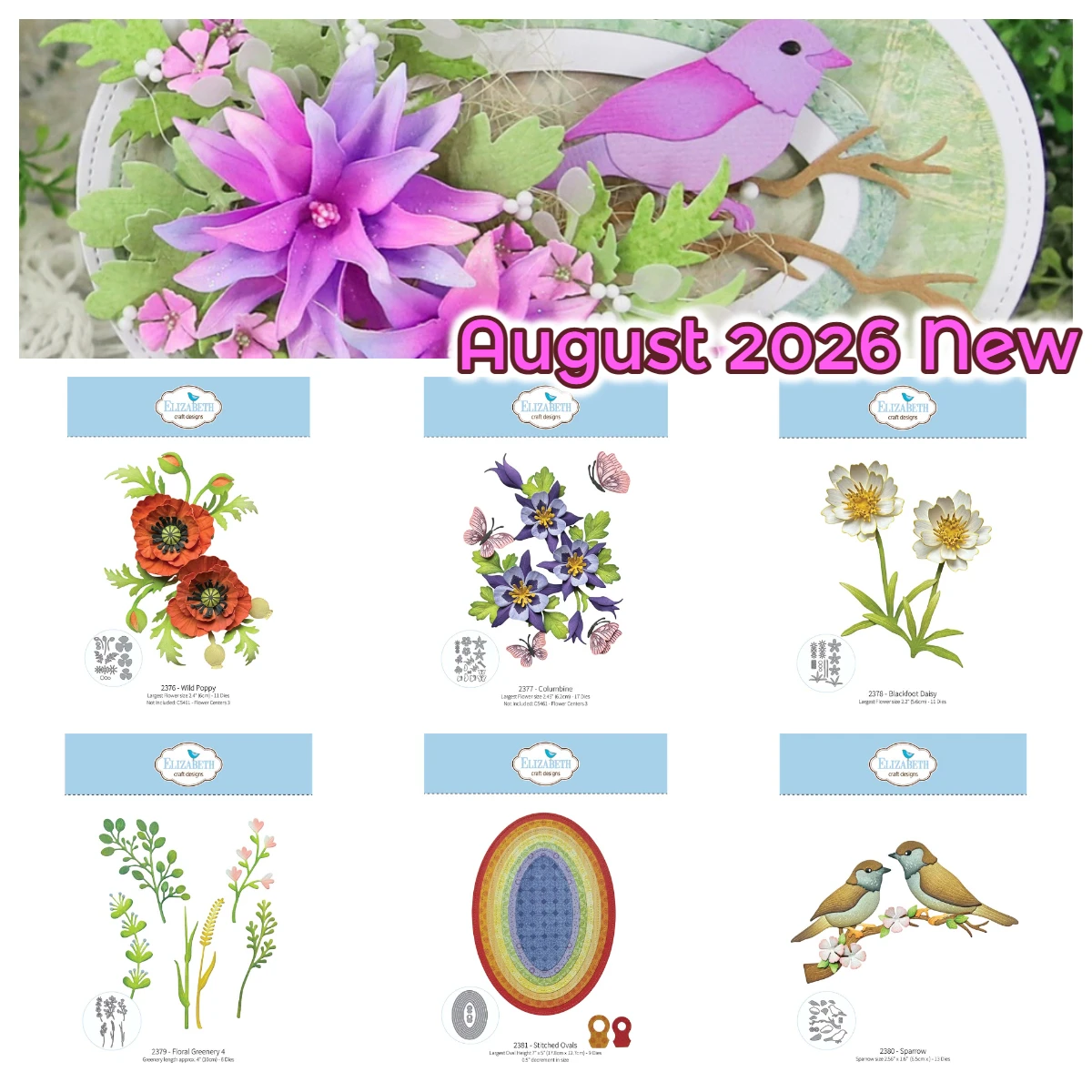 August 2026 New Wild Poppy Columbine Blackfoot Daisy Metal Cutting Dies for DIY Scrapbooking Diary Production Handmade Cards