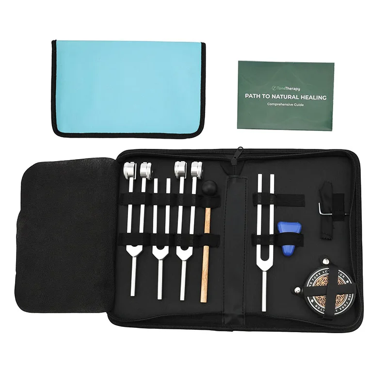 Precisely-Calibrated Tuning Fork Therapy Kit Adjustable Vibration Frequency Portable Storage Case And Full Accessories For Heal