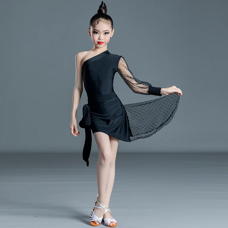 Girls Latin Dance Clothes Spring Summer Children Split Dance Practice Clothes Training Competition Regulations Performance Wear