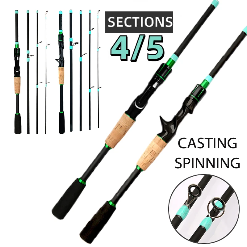 ML Action Carbon Lure Fishing Rod 1.8/2.1m 4-5 Sections Super Hard Baitcasting Pole Line Weight 4-10lb EVA Handle for All Waters