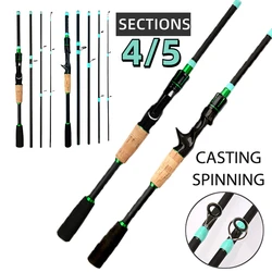 ML Action Carbon Lure Fishing Rod 1.8/2.1m 4-5 Sections Super Hard Baitcasting Pole Line Weight 4-10lb EVA Handle for All Waters