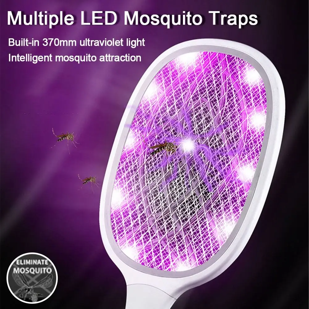 

Home 2 in 1 Electric Mosquito Swatter 3000V Bug Zapper Insect Fly Swatter 6/10 LED Trap Mosquito Killer Summer