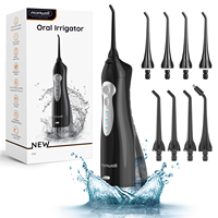 Water Flosser Teeth Pick: Portable Cordless Oral Irrigator 300ML Rechargeable Travel Irrigation Clean IPX7 Waterproof 8 Jet Tips