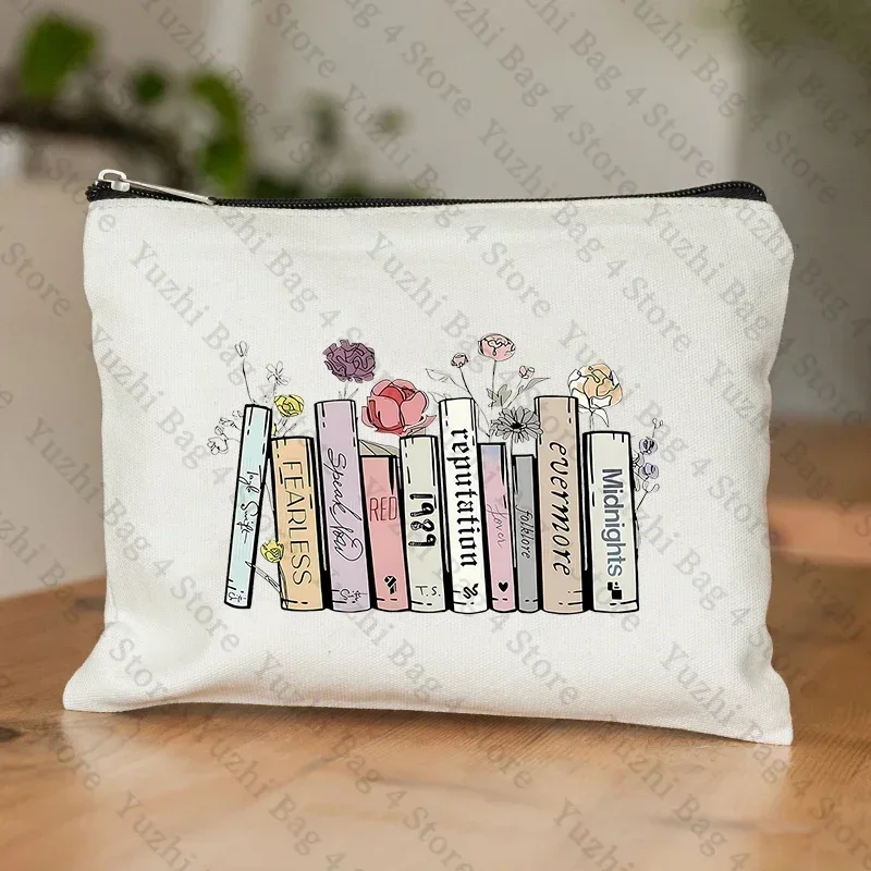 Floral Book Decor Print Makeup Bag Music Lover Gifts Fans Singer Song Album testi regalo per ragazza donna amici sorella