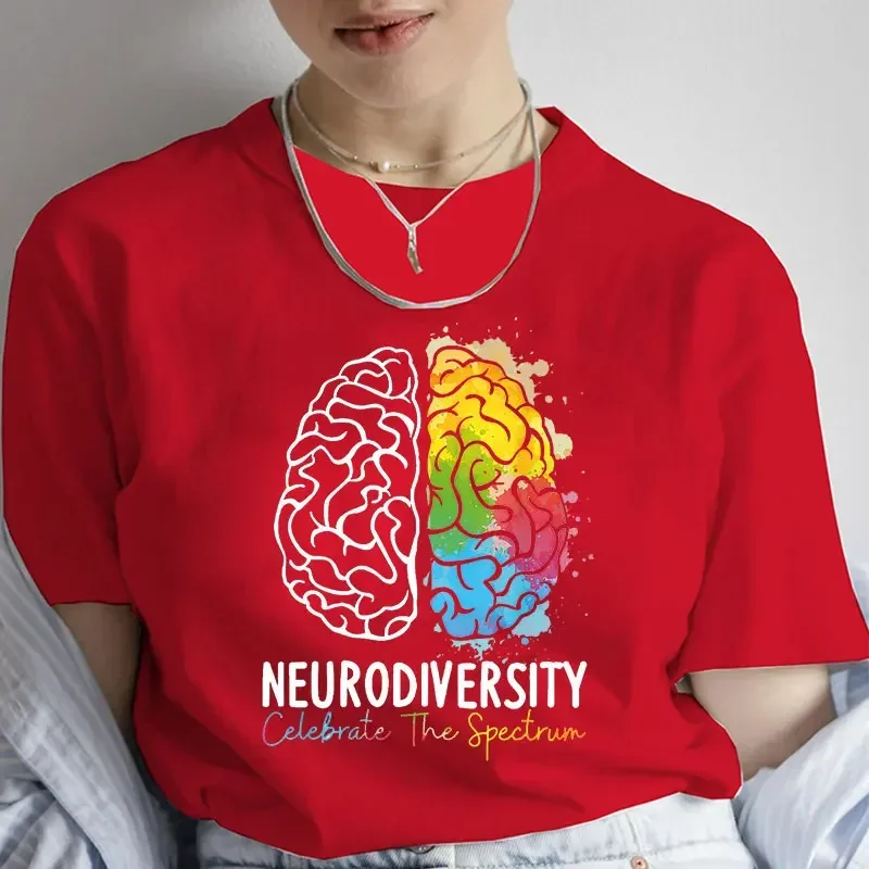 T-Shirt for Women Autism Awareness Short Sleeve Tee Fashion Neurodiversity Graphic Tops Autism Support Female Oversized Clothing