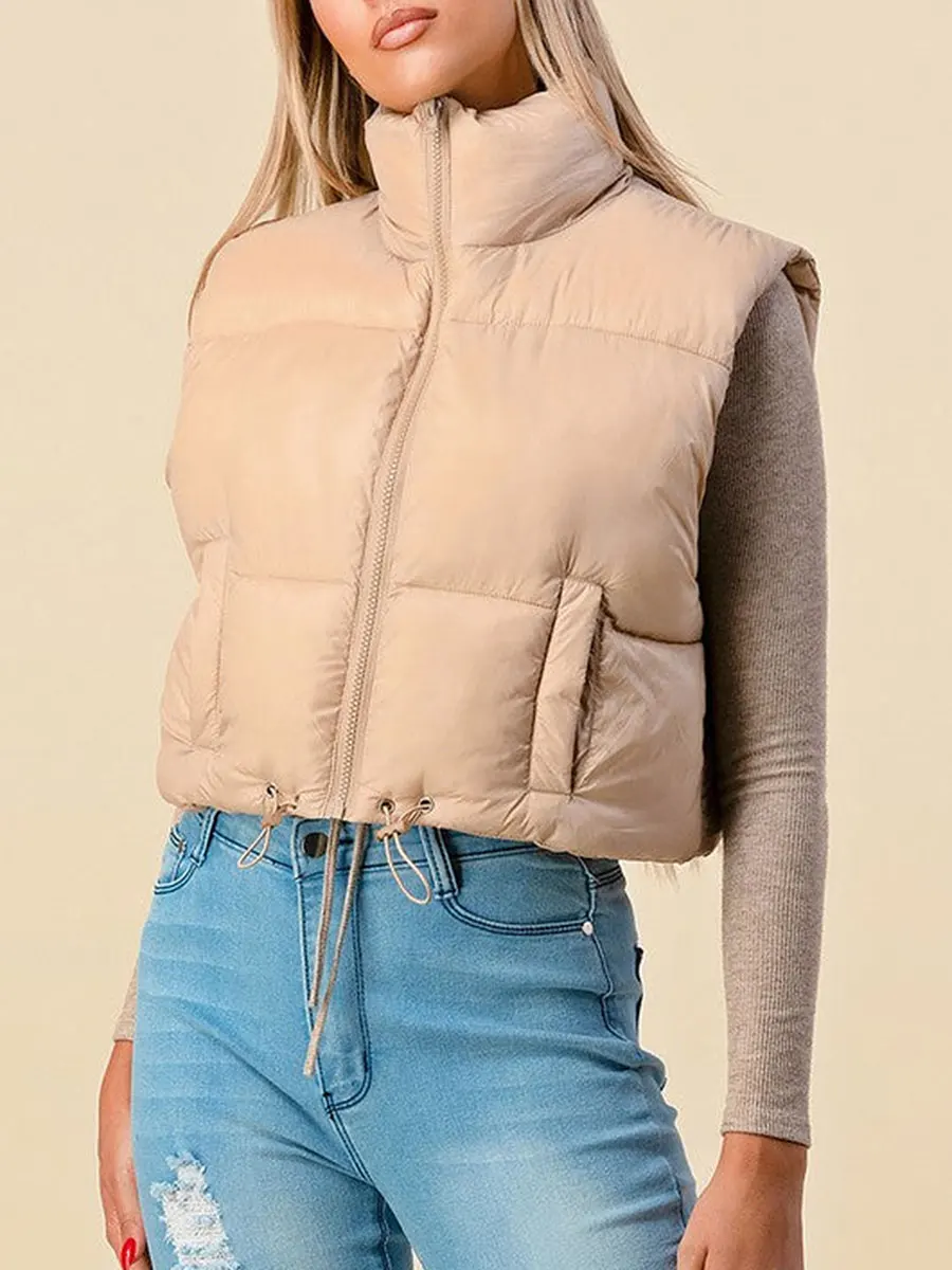 Fashion Women’s Padded Vest Sleeveless Zip Up Crop Puffer Gilet Winter Warm Quilted Coat Outwear Streetwear