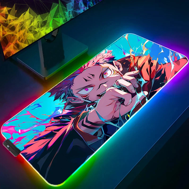 

Mouse Pad Desk Mat Anime Mat Gaming RGB LED J-jujutsu Kaisen Sukuna Yuji Mousepad Speed Computer and Office Gamer Keyboard Pad