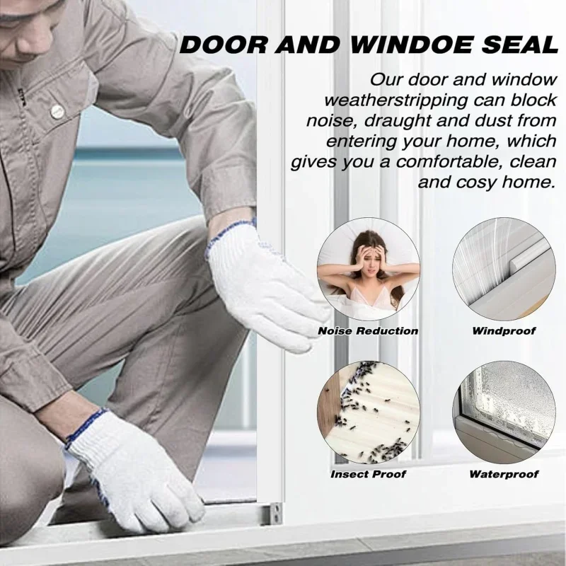 Wedge-Shape Foam Window Weather Stripping Seal Strip Soundproofing Frame Insulation Tape Noise Inserts Gap Filler Light Blocker