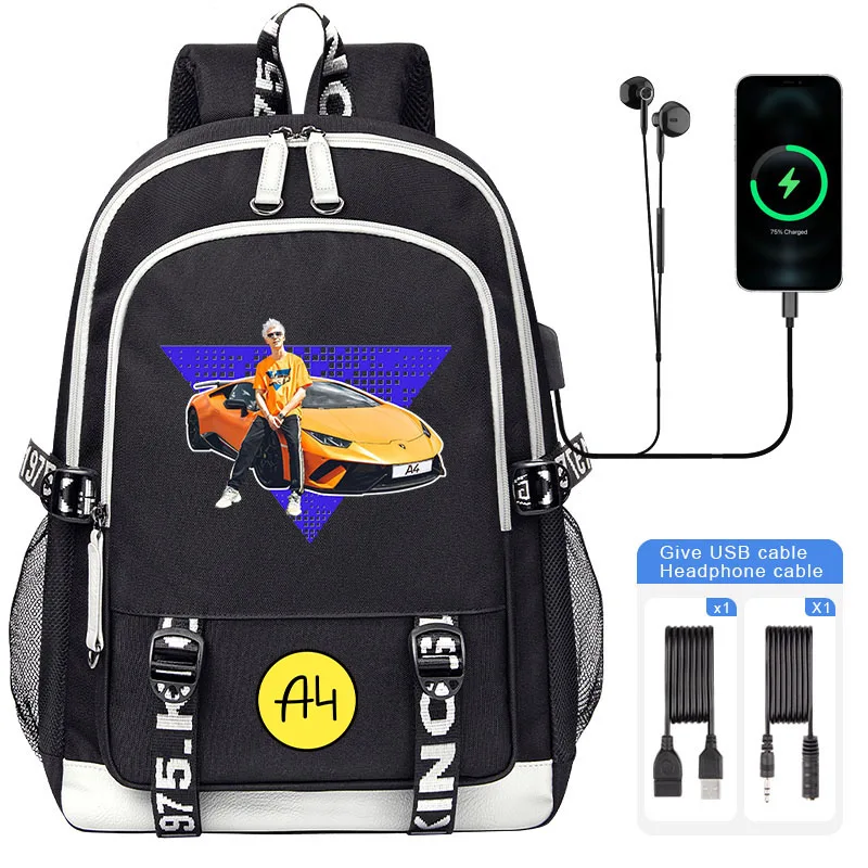 Fashion а4 мерч рюкзак USB Children Backpack Merch A4 Lamba Влад Бумага Girl Boy School Bags Men Women Travel Bag