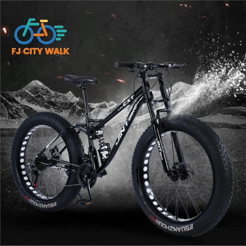 

FJ High Carbon Steel Oversized 4.0mm Thick Wheels Soft Tail Snow Bikes Hydraulic Shock Absorber Variable Speed Bikes Beach Bikes