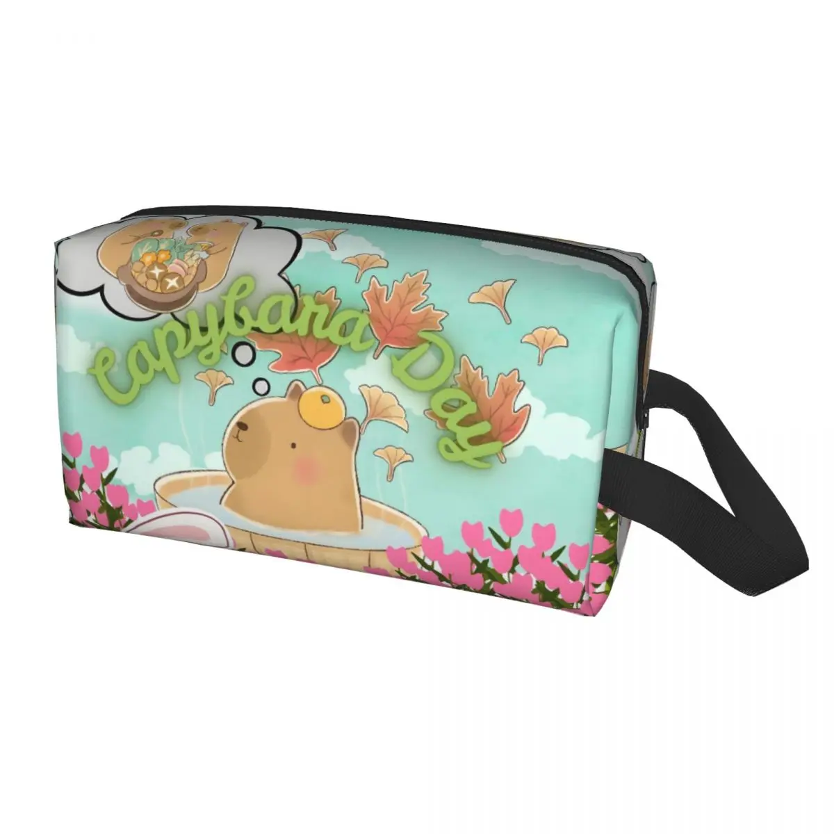 

Custom Funny Colourful Capybara Printed Toiletry Bag Women Makeup Cosmetic Organizer Ladies Beauty Storage Dopp Kit Box