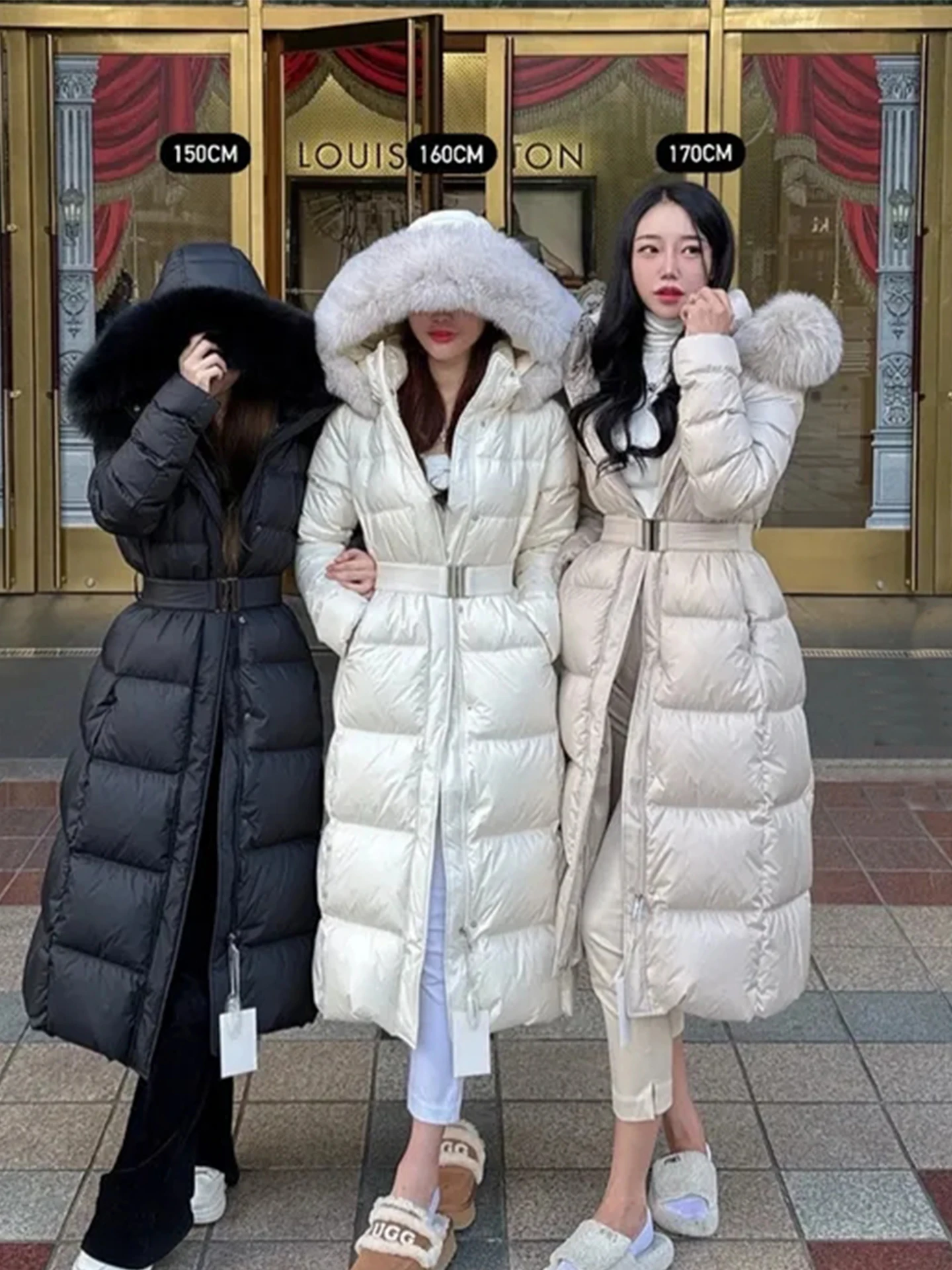 Jaet largo de plumas para mujer, abrigo de invierno ajustado hasta la rodilla, acolchado en la cintura, prendas de vestir exteriores Faionable, estilo coreano