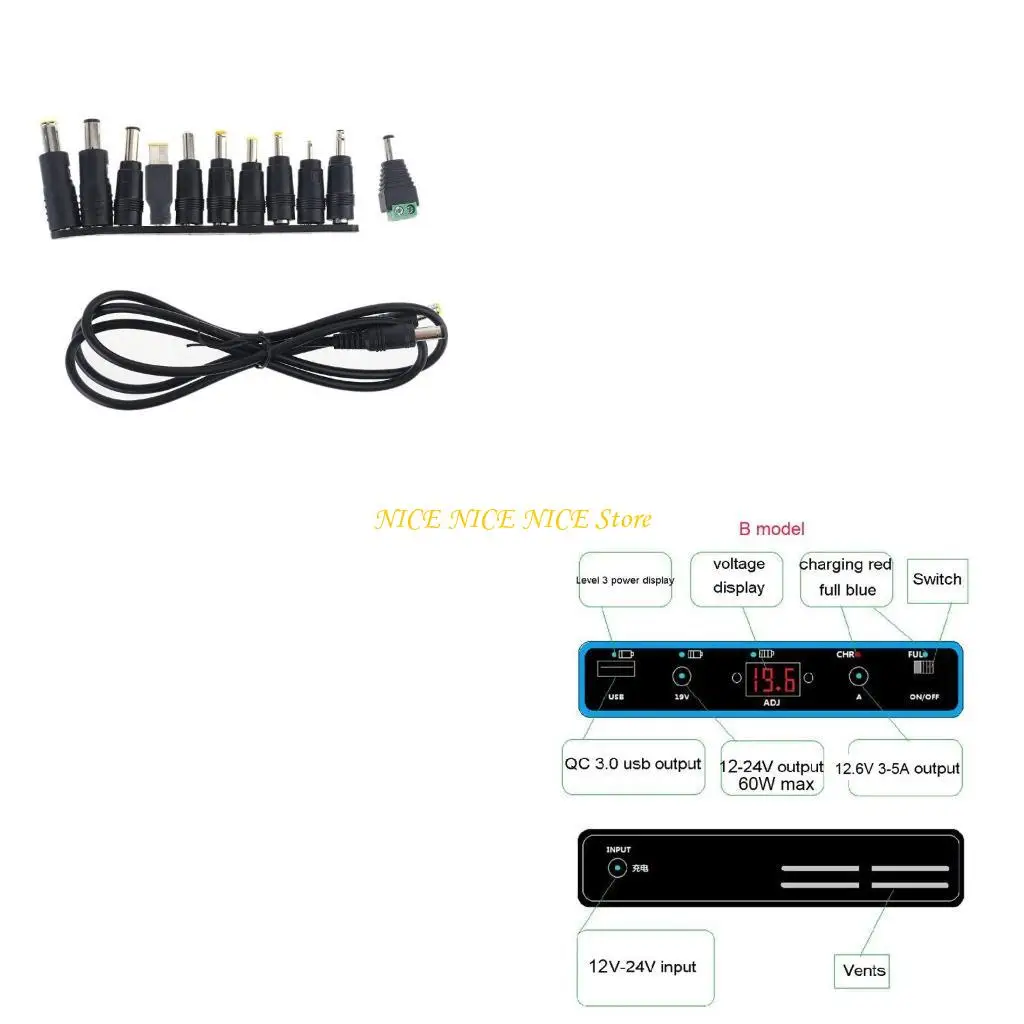 

DIY Box Flat for Head Battery for Case Dual USB 5.5x2.1mm Pla