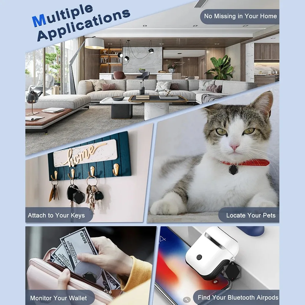 WSDCAM Wireless Key Finder Pet GPS Tracker 85dB Key Locator Remote Control 1 RF Transmitter 4 Receiver with 165ft Working Range