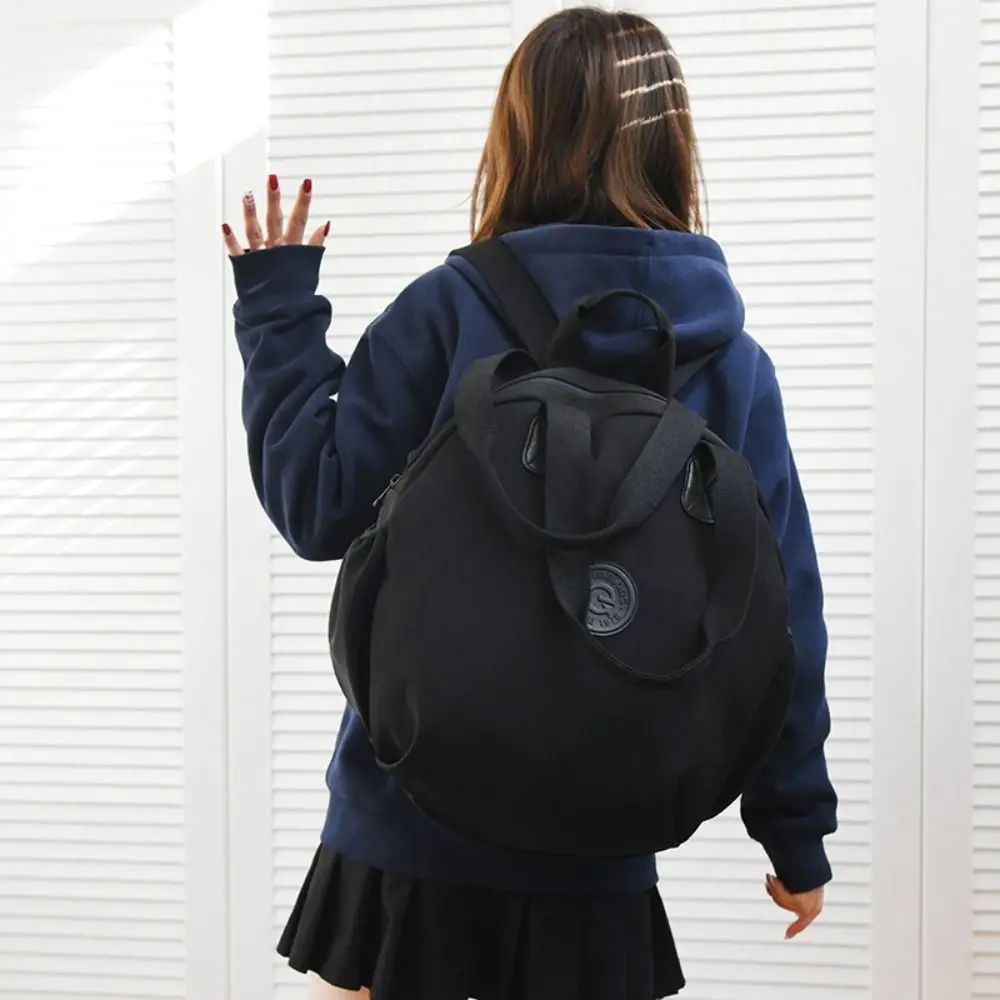 Large Capacity Travel Backpack Retro Fashion College Style Oxford Cloth Schoolbag Black Rucksack