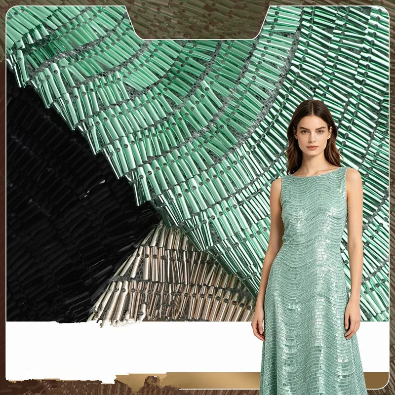 Curled Sequin Embroidery Fabric Fringe Sequin Lace for DIY Dress Stage Costume Bag Sewing Craft Supplies Wide 125cm