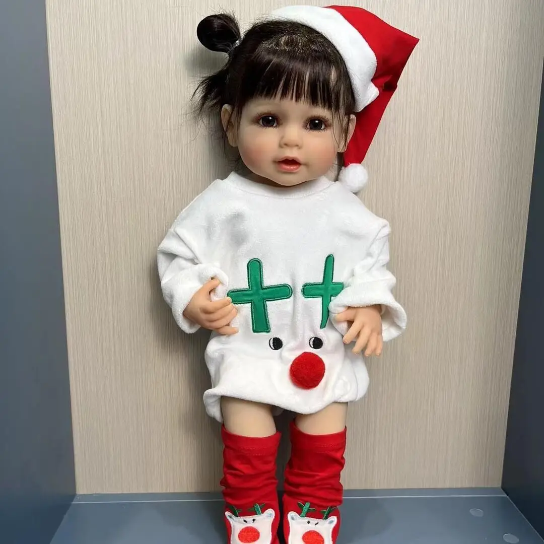 

FBBD 55CM Full Body Soft Silicone Vinyl Reborn Toddler Girl Doll Lifelike Real Touch Reborn Baby Doll with Hand Rooted Hair