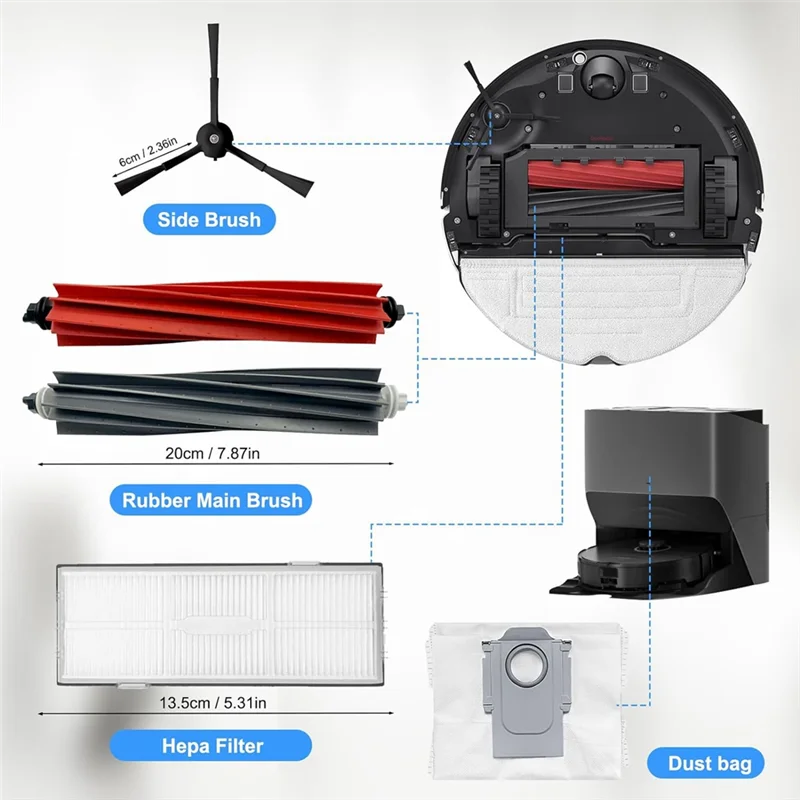 Аксессуары для Roborock S8 Pro Ultra S8 S8+ Основная боковая щетка Фильтр Мешок для пыли Робот-пылесос Запасные части Аксессуары Запчасти