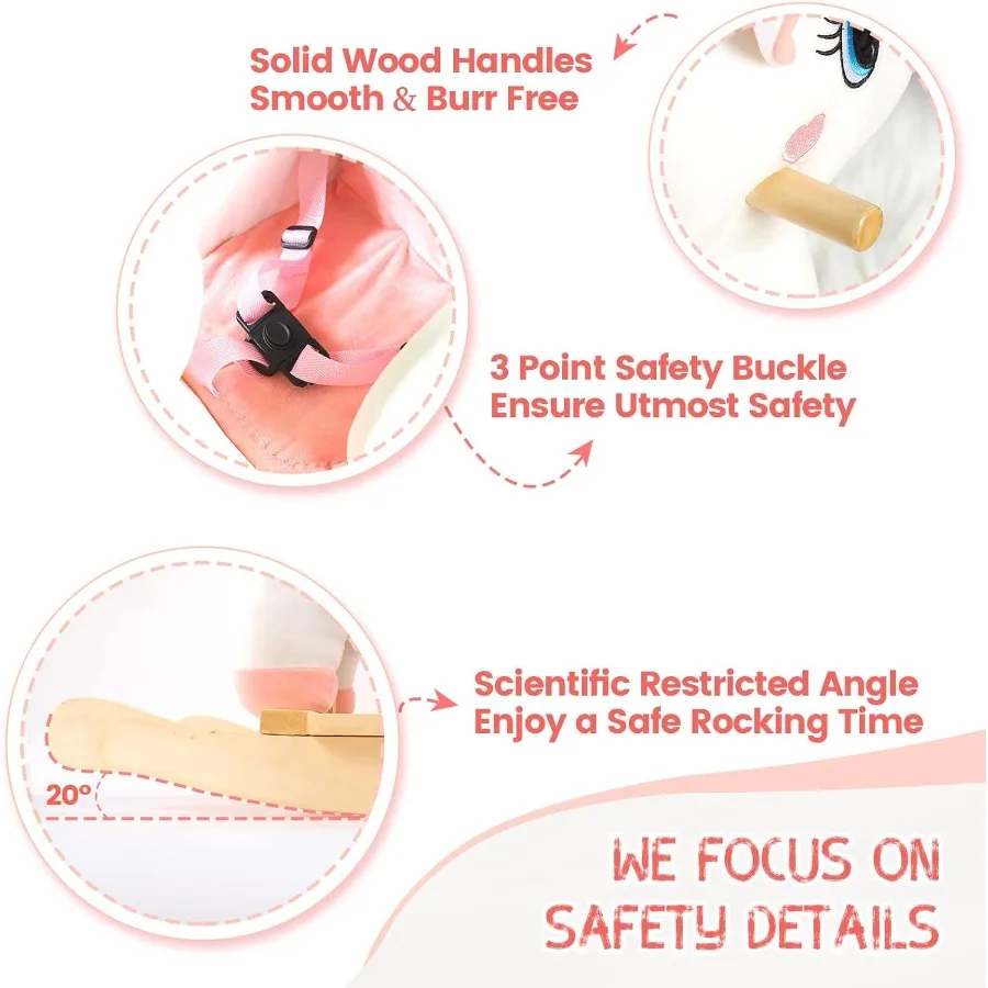 Unicorn Baby Rocking Horse, Rainbow Fairy Unicorn Rocking Horse for Toddlers 6 Months to 3 Years, Stuffed Ride-on Animal Rocker,