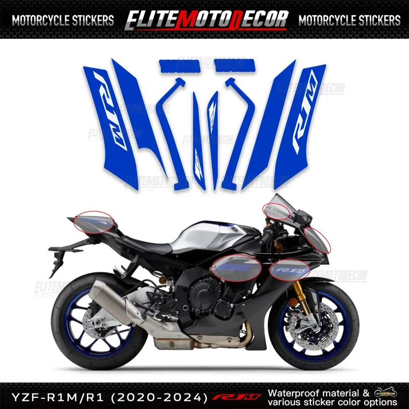 

OEM Replicas Full Car Line Sticker Decal Custom Color Motorcycle Fairing Shell Sticker Decal For Yamaha YZF R1R1M 2020-2024 2023
