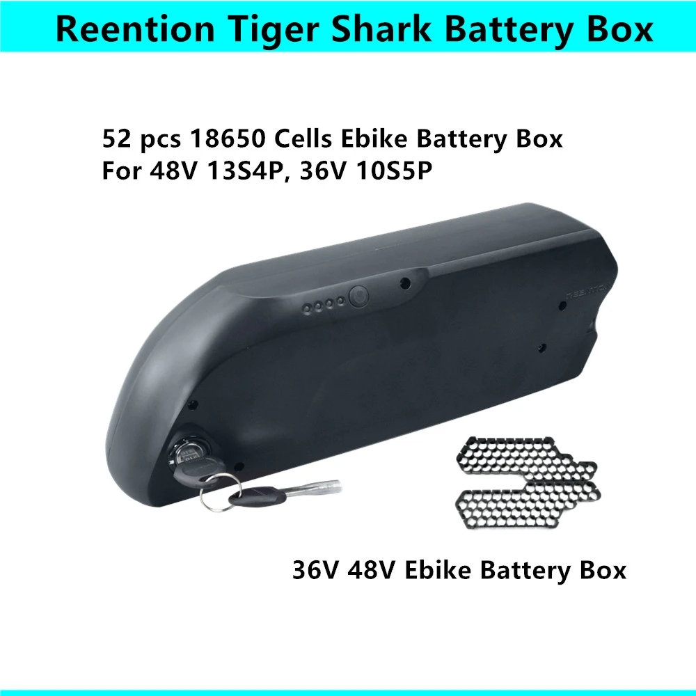 Boîtier de batterie de vélo électrique DolDave Ebike, petit tube inférieur mince Rerégissant Tiger Shlavabo, 52 pièces, 18650 cellules, 36V, 48V