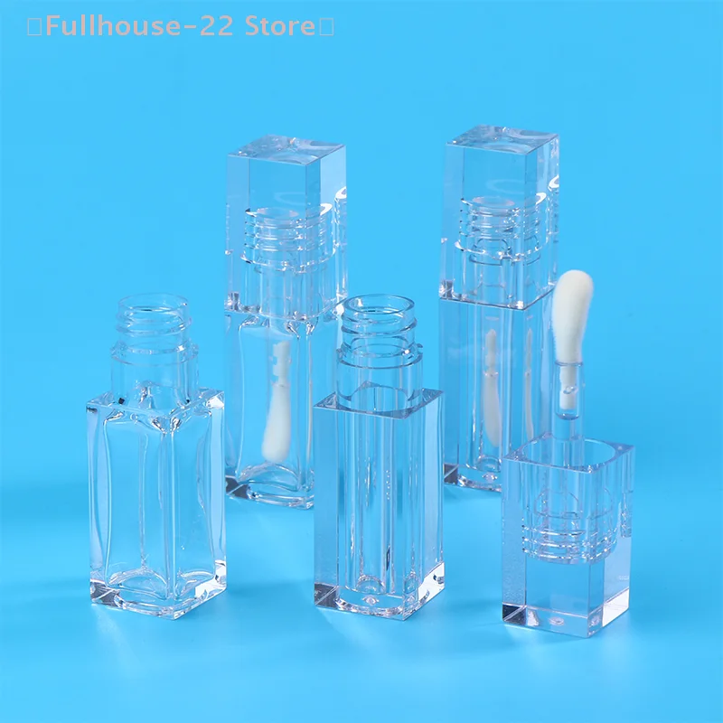 【MAX-22】4/7ML Transparente quadratische Lippenstifttube mit großem Pinsel, leerer Behälter für flüssigen Lippenbalsam, Reise-Make-up-Verpackungsflasche, DIY