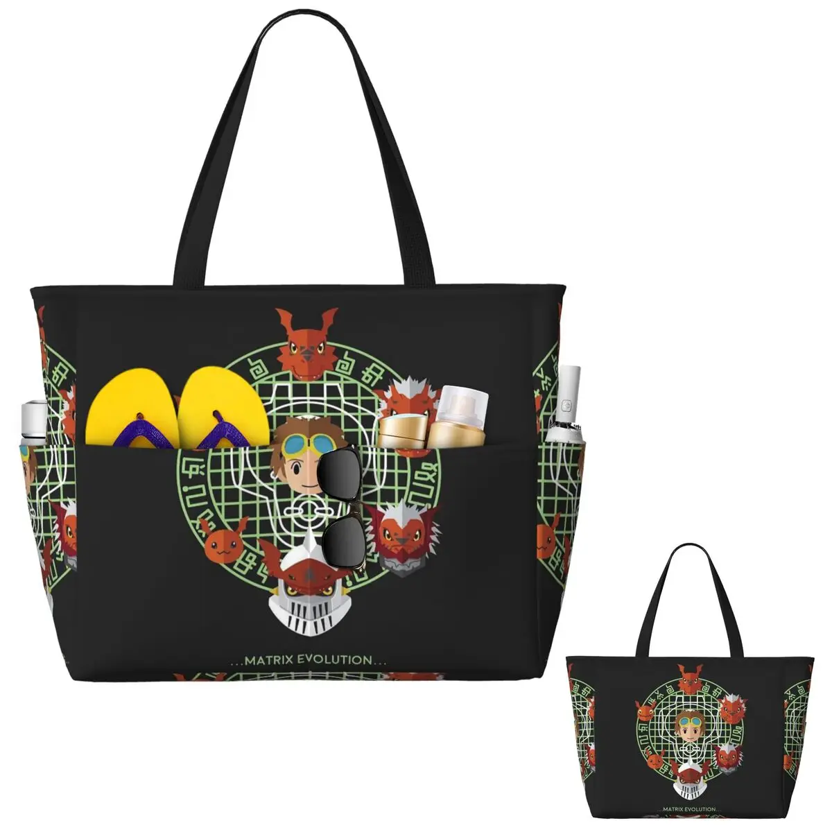 Anime Digimon Gallantmon Beach Tote Bag Sport Gym Yoga Duffle Large Tote Bag Women Travel Bag Fitness bag