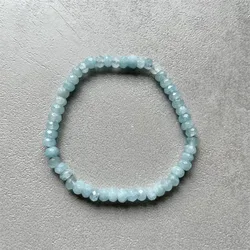 4*6MM Faceted Aquamarine Bracelet Vintage Natural Stone Jewelry Noble Elegant Exquisite Beaded Hand ChainWomen Boho Geometric