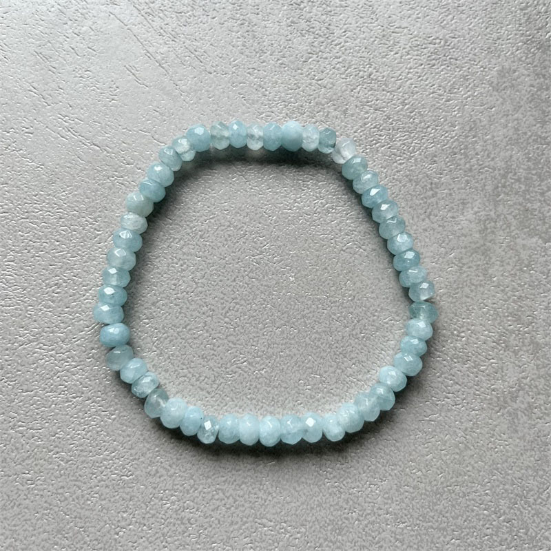  46MM Faceted Aquamarine Bracelet Vintage Natural Stone Jewelry Noble Elegant Exquisite Beaded Hand ChainWomen Boho Geometric 