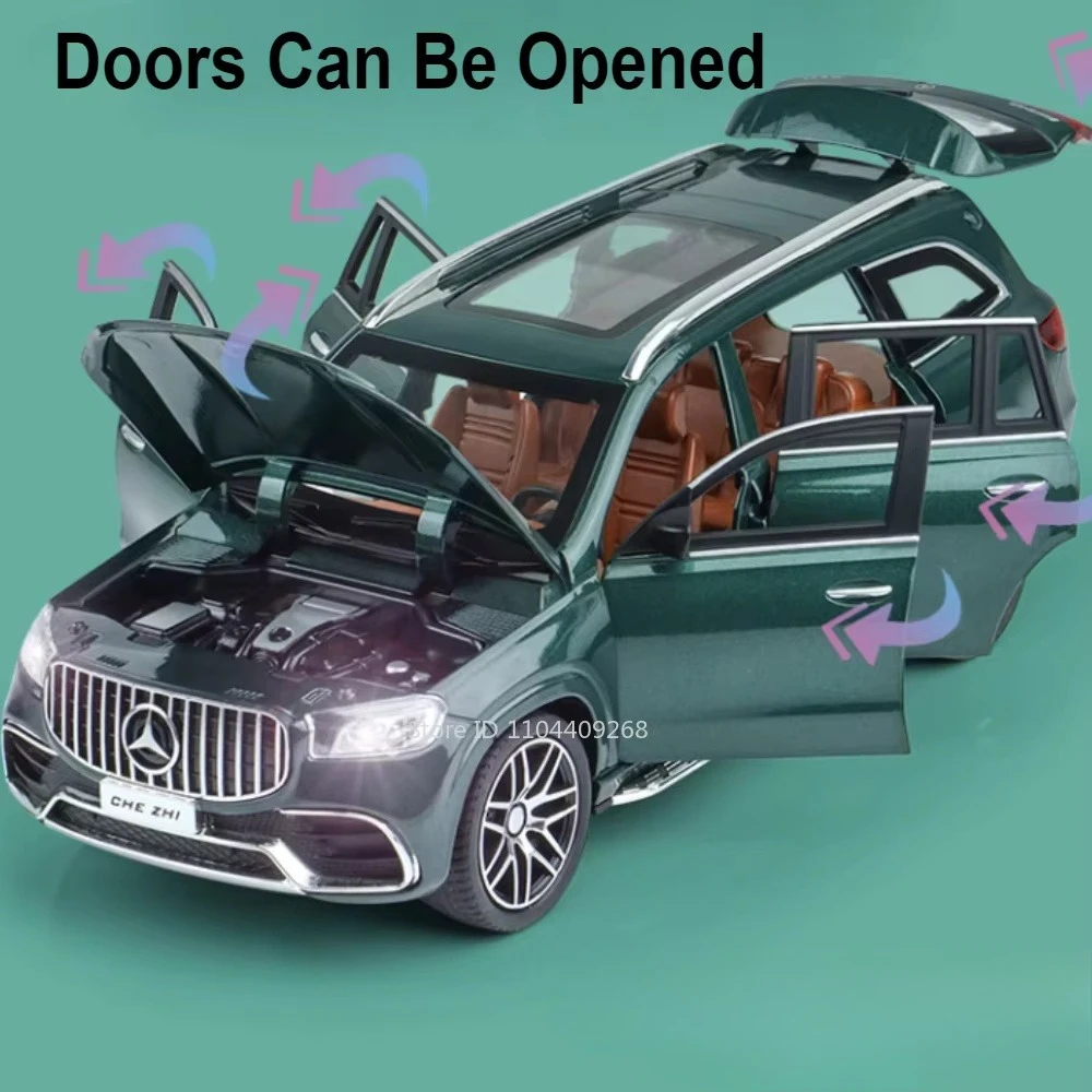1:24 GLS63 G63 Model Samochodu SUV Zabawka Odlew Metalowy Muzyka Światło Pojazd Terenowy Modele Ozdoby Dla Dzieci Prezenty