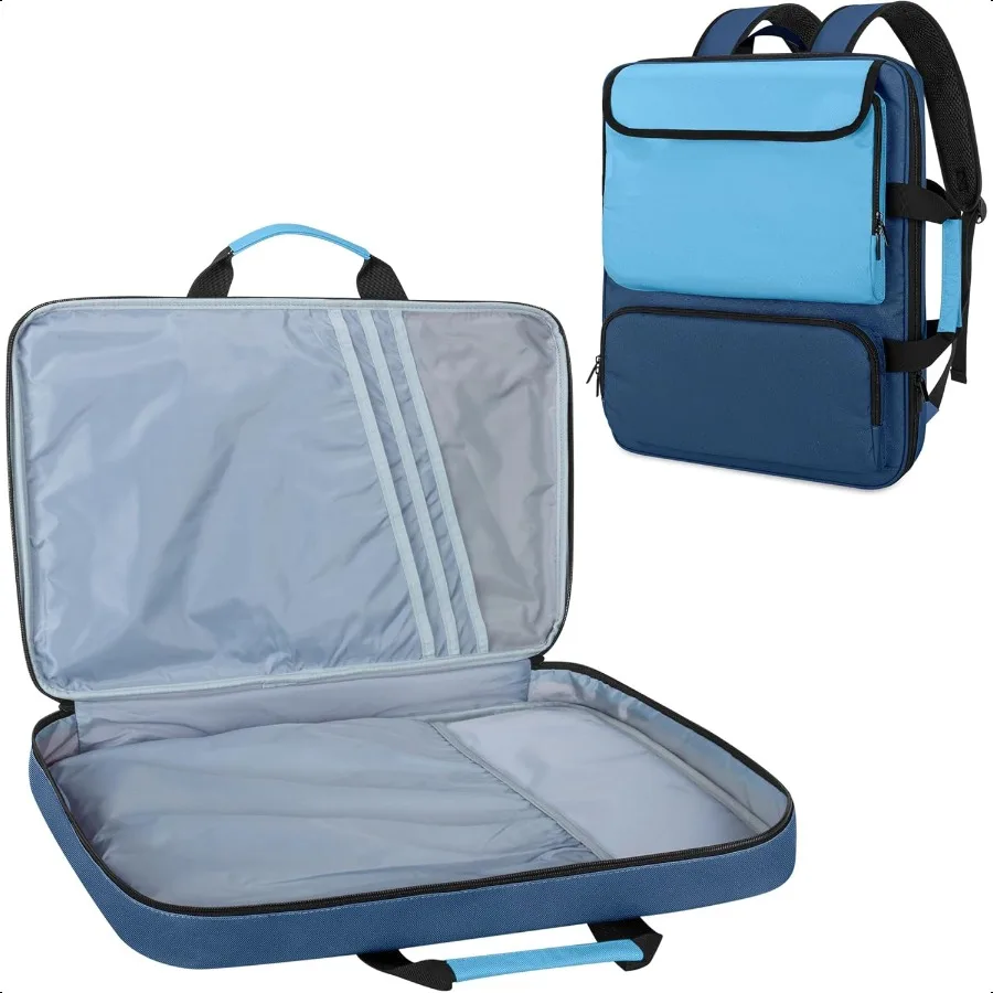 

Art Portfolio Bag Backpack A3 Art Portfolio Case 15 x 18 Inch Artist Travel Tote Bag for Artwork and Drawing plies Blue Empty B