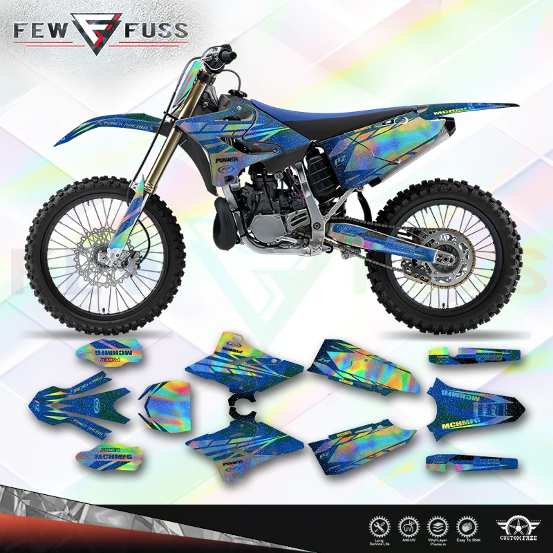 Fewfuss Holographic Chrome Racing Decal Graphics Kit for Yamaha YZ125 YZ250 2015 to 2021 YZ250X 16 to 21 Motorcycle Stickers