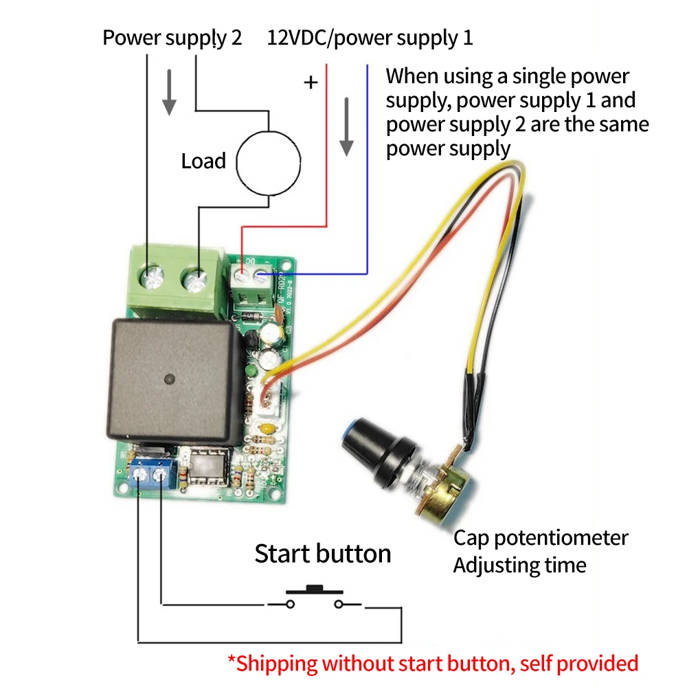 DC 12V 24V Timer Module Adjustable Timer Delay Turn Off Module Timing Relay Switch 0-10sec  0-5min with Potentiometer