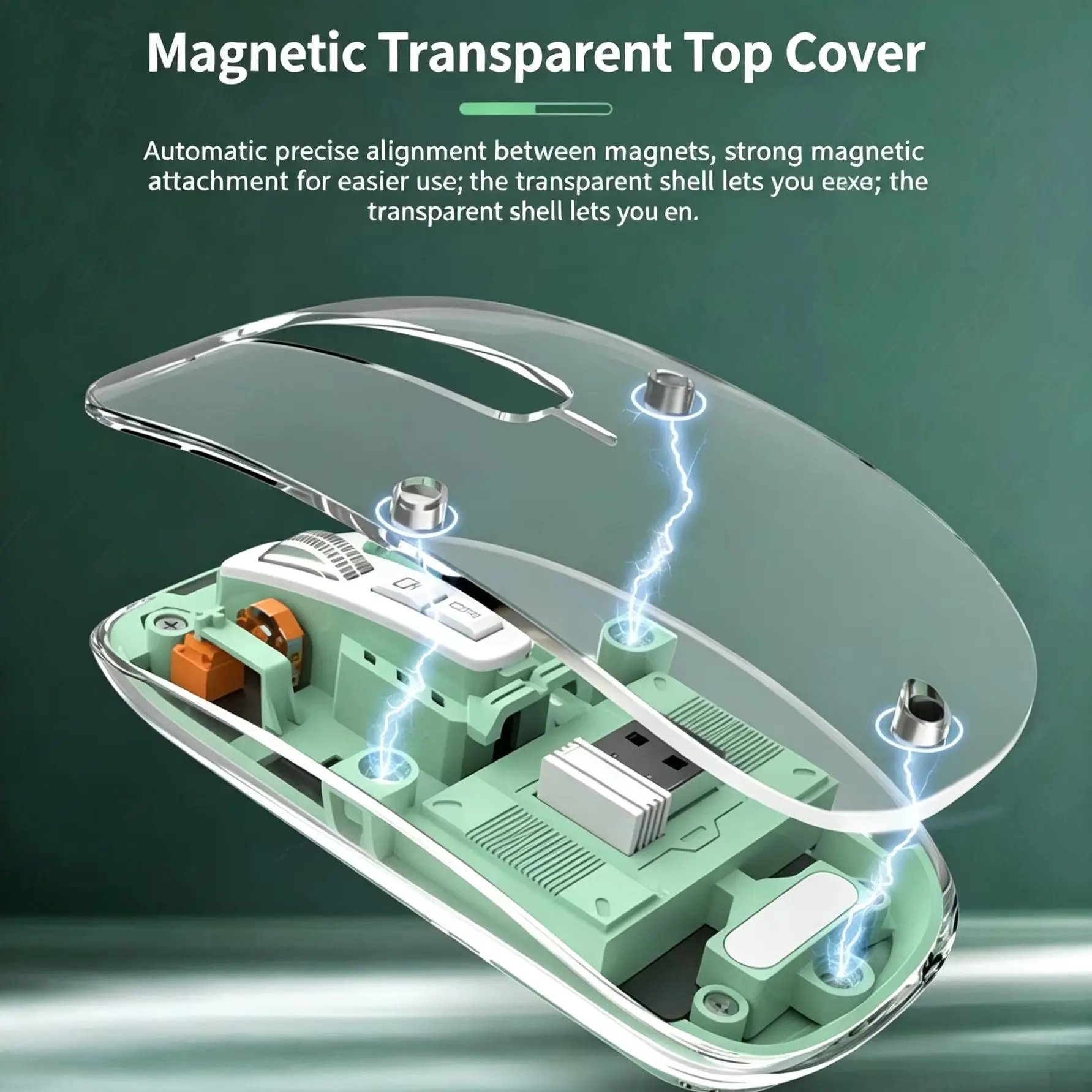 Wireless 2.4G Bluetooth RGB Backlit Transparent Mouse DPI Adjustable Rechargeable Optical Mouse For PC Computer Laptop Tablet