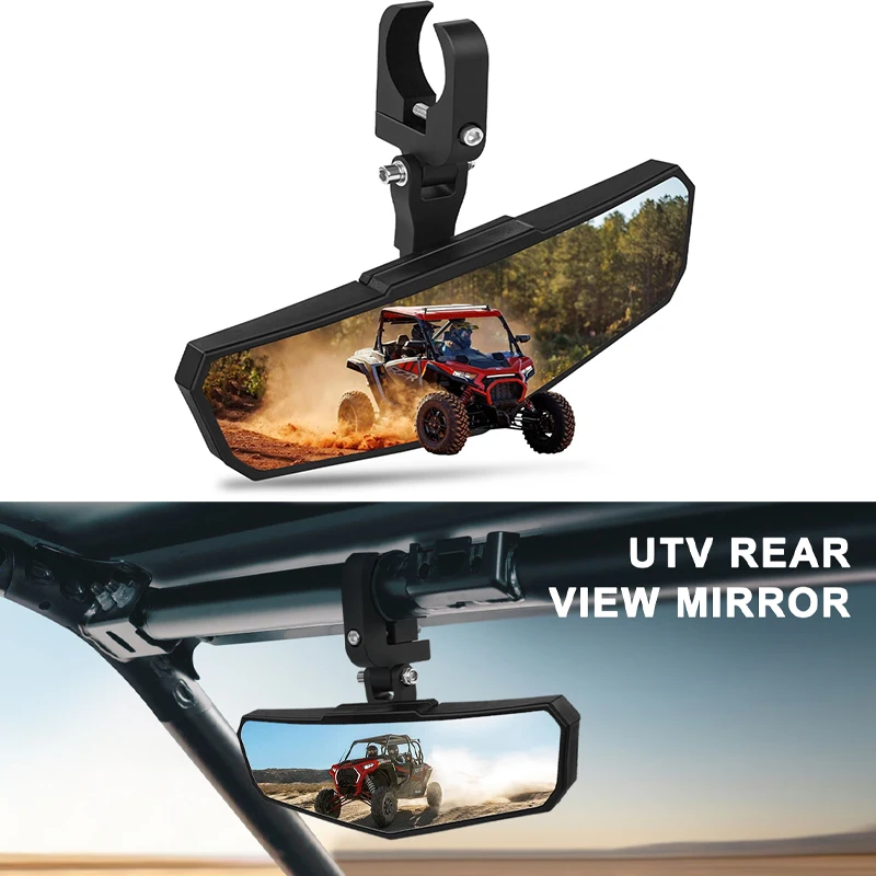 

UTV Регулируемое центральное зеркало заднего вида SXS RZR с алюминиевым зажимом, подходящее для рулонной планки 1,5 "-2" для Polaris RZR Kawasaki