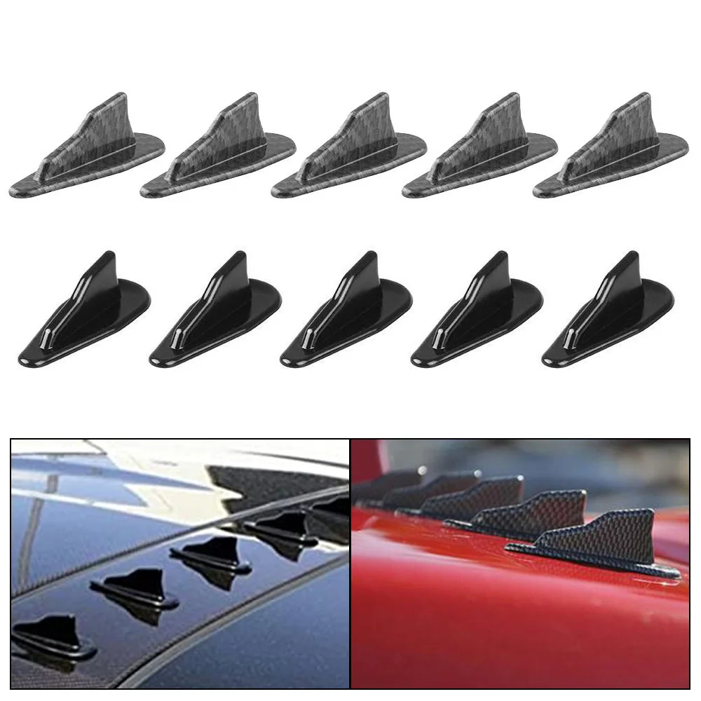 

Universal EVO-Style ABS Roof Shark Fins Spoiler Wing Kit Vortex Generator 10pc