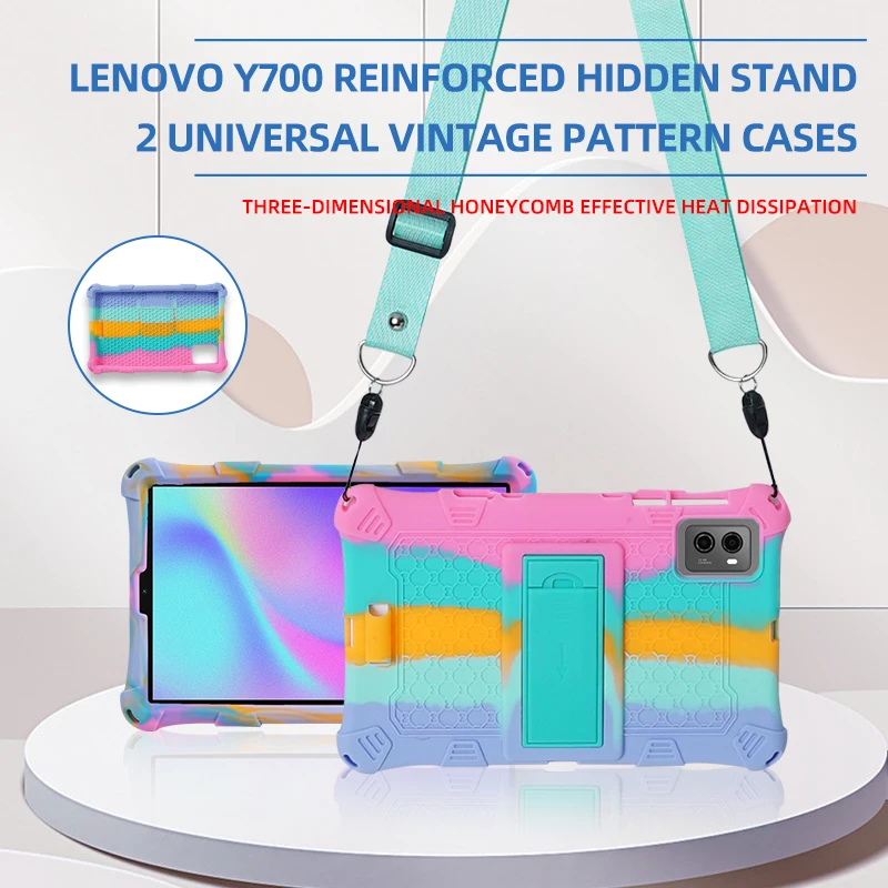 Funda de silicona suave Universal para Lenovo Legion Y700 2023 2022 TB9707F 9707X 8,8 pulgadas funda para tableta con soporte y correa para el hombro