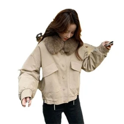 2024 Winter New Women Coat Female Warm Jacket Fashion Leisure Thick Loose Solid Casual Sweet All-Match Detachable Collar