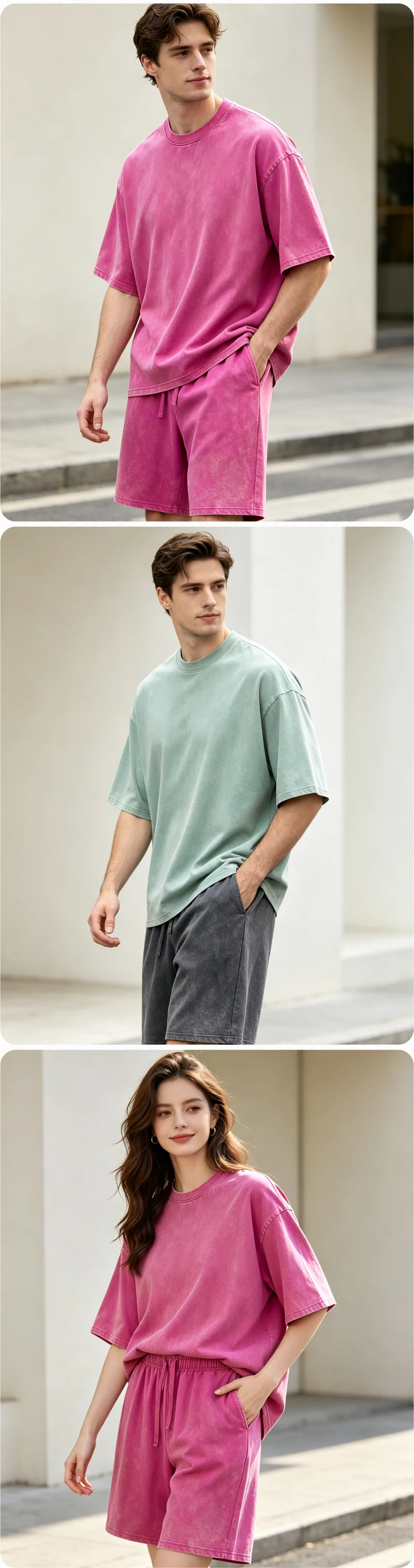 Maßgefertigte Vintage-Waschshorts und T-Shirts mit Personalisiertem Logo-Druck und Stickerei, Unisex Oversized Tee, Gym-Streetwear, Kleine Mindestbestellmenge, OEM ODM – Detail 4