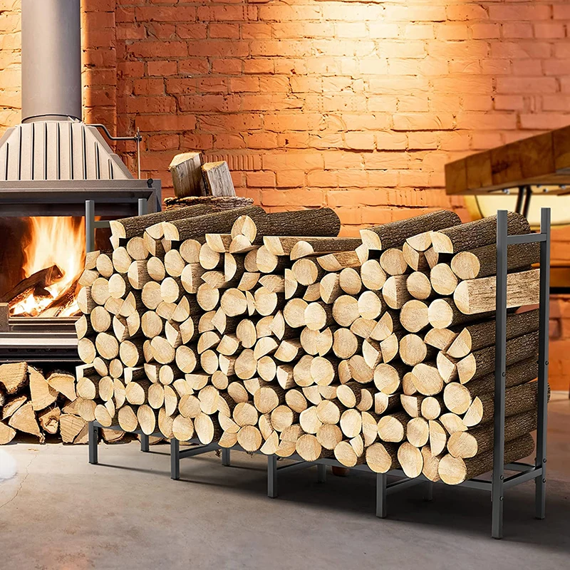 Firewood rack Fireplace Firewood rack Storage wooden frame Household wrought iron wood storage Stack firewood basket Camping