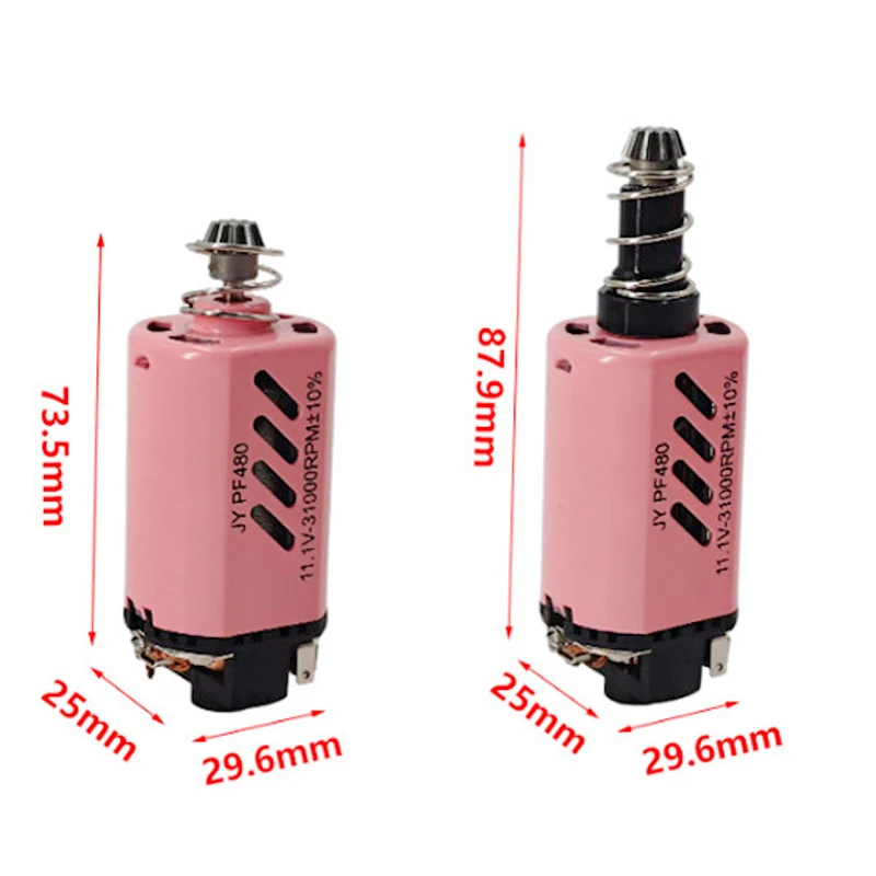 Moteur Airsoft 480 aimant néodyme, arbre court et long, haute vitesse, rose, 31000 tr/min, cc, 11.1V, pièce flacon d'engrenage spéciale